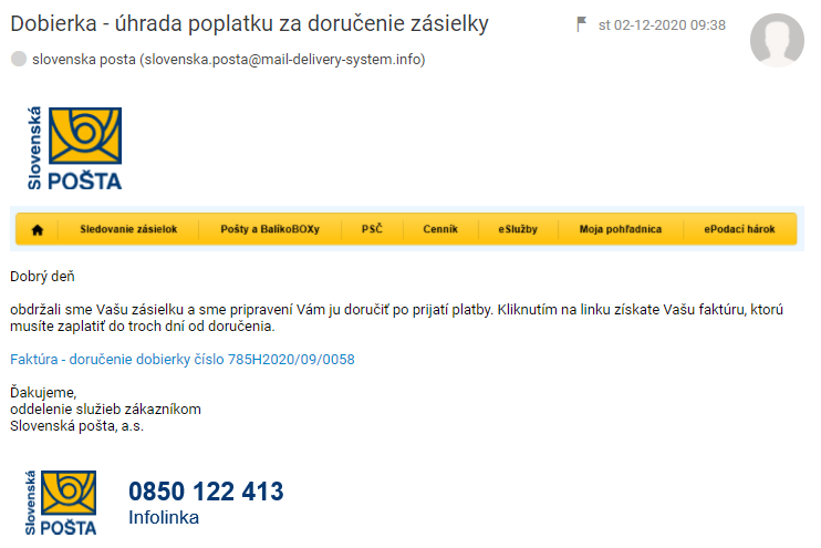 slovenska posta phishing