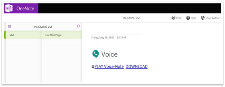 OneNote Voice príklad